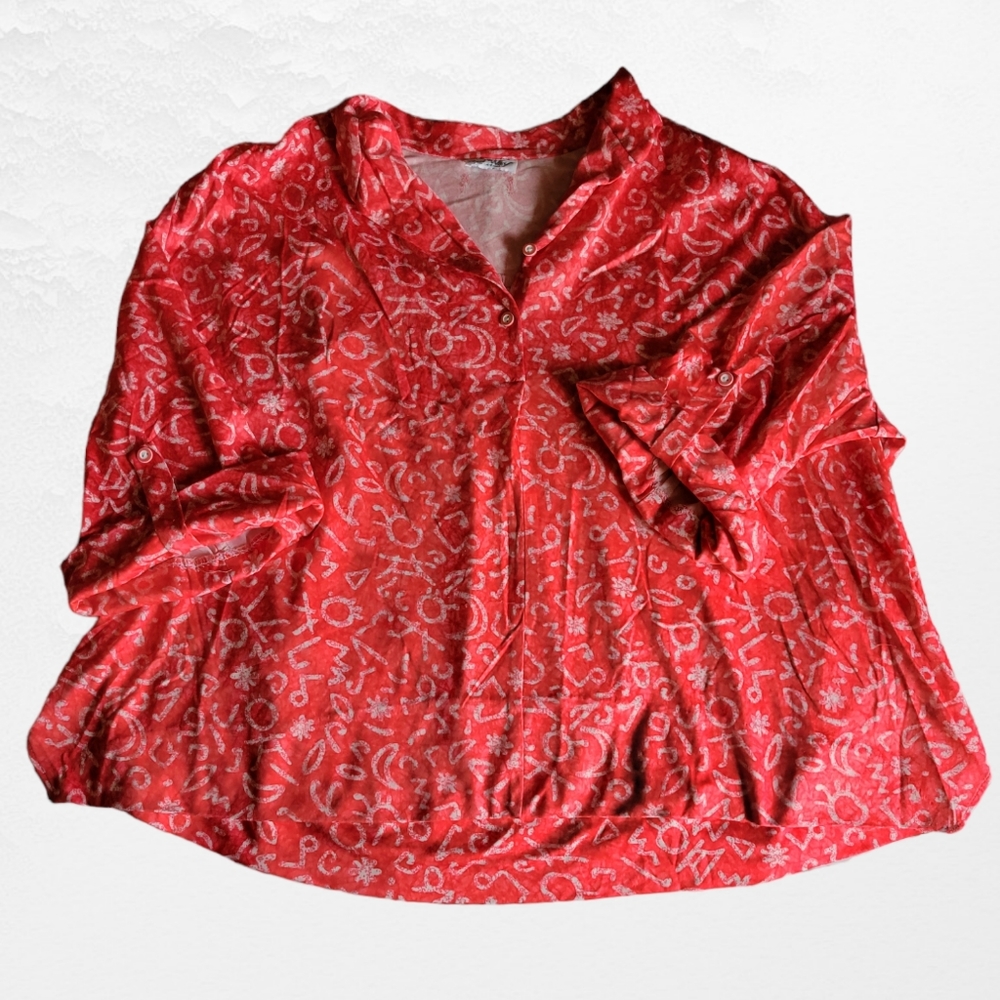 Vintage 70's Our Way red womens blouse